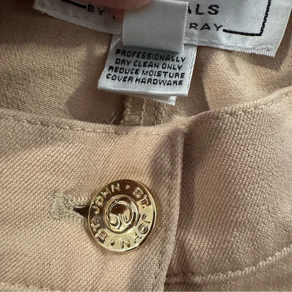 ST JOHN Sport Marie Gray Knit Womens Pant Beige Tan Khaki Trouser Slacks Sz 6 - Picture 5 of 9